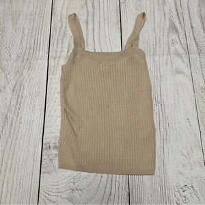 Avec Les Filles Beige Ribbed Camisole